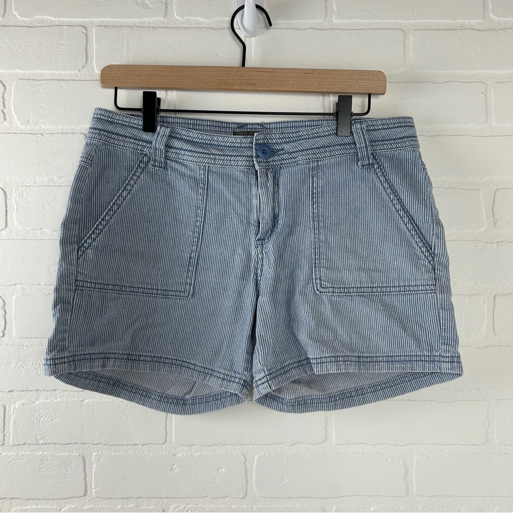 Prana Tess Blue and White Pinstripe Shorts